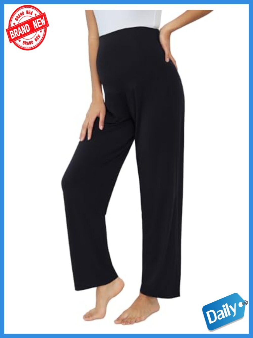 Maternity Wide Leg Sweatpants Over Belly Lounge Pants Stretchy Breathable